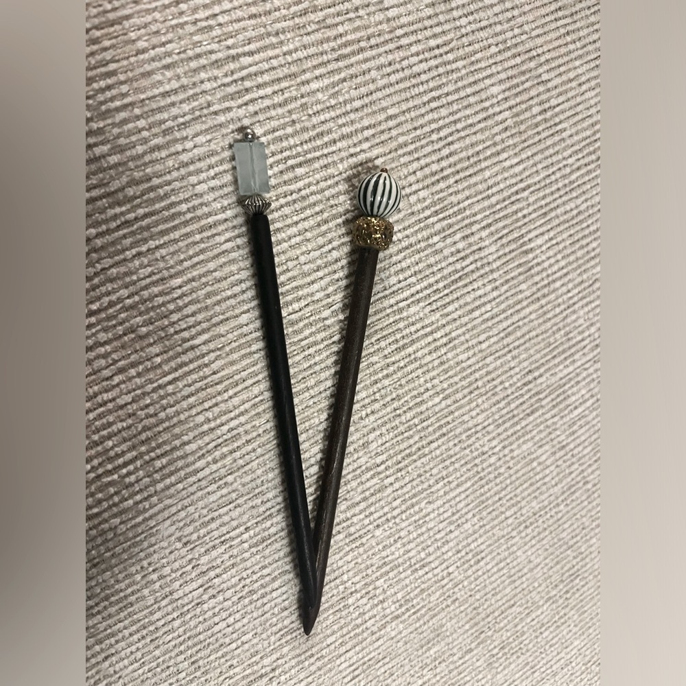 Green Beaded Hairsticks